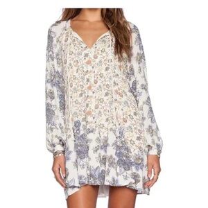 Free People Blue & Cream Floral Mini Dress / Tunic – Size XS 💙